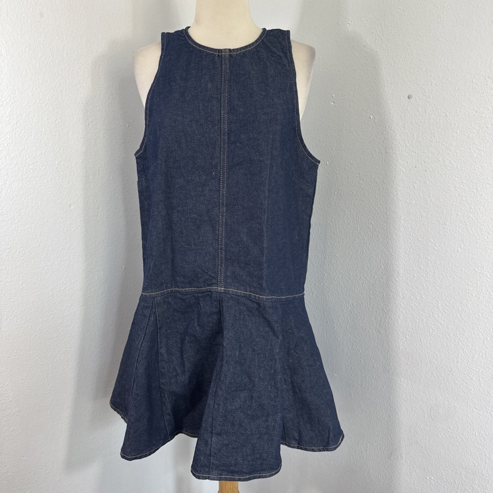 HM‎ Divided Denim Mini Dress Womens M Flared Skirt Sleeveles Indie Sleaze Y2K